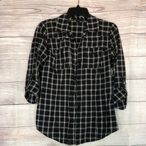 Black and white Plaid Button Down